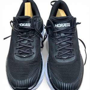 Hoka One One Black Athletic Shoes with White Accents